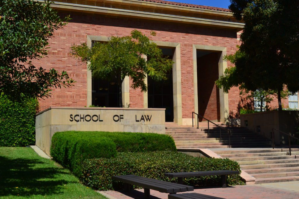 Main entrance of UCLA School of Law building