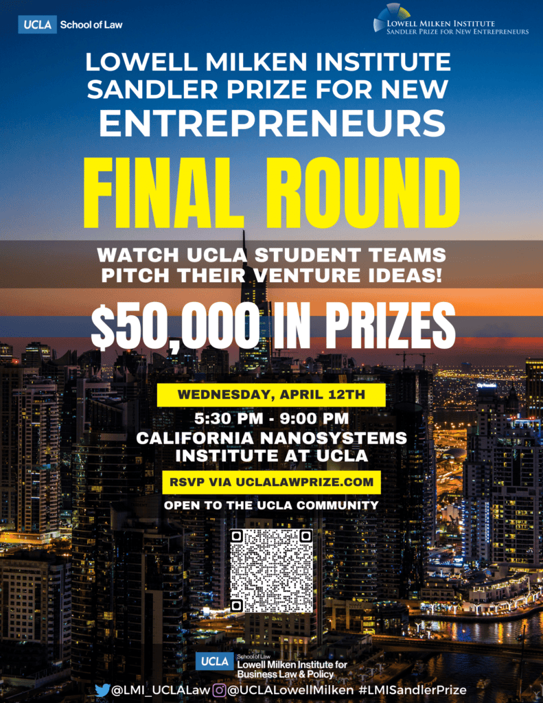 A Poster of 2023 Lowell Milken Institute-Sandler Prize for New Entrepreneurs Final Round