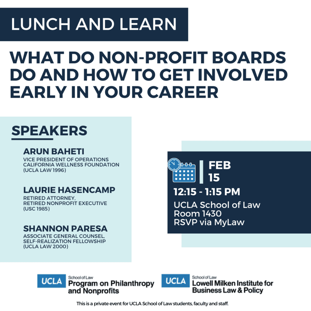 Lunch and Learn: What do Non-Profit Boards do and How to Get Involved Early In Your Career