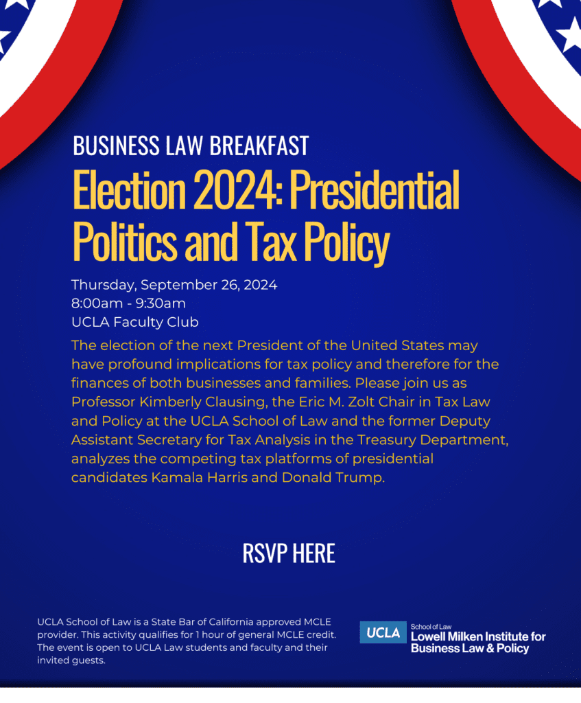 Business Law Breakfast: Election 2024: Presidential Politics and Tax Policy with Professor Kimberly Clausing