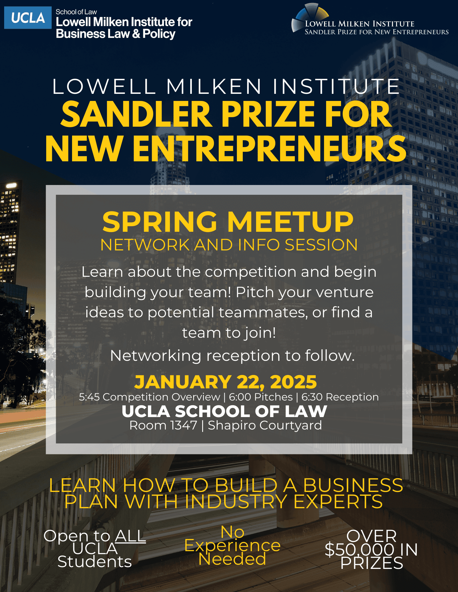 Lowell Milken Institute-Sandler Prize Spring Meetup